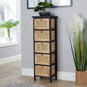 Home Source Mosina 5 Drawer Rattan Storage Chest