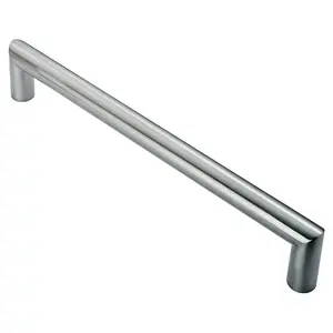 4x Mitred Round Bar Pull Handle 106 x 10mm 96mm Fixing Centres Satin Steel