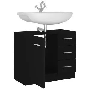 Berkfield Sink Cabinet Black 63x30x54 cm Engineered Wood