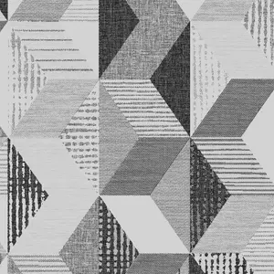 Fresco Tribal Geometric Grey / Black Wallpaper