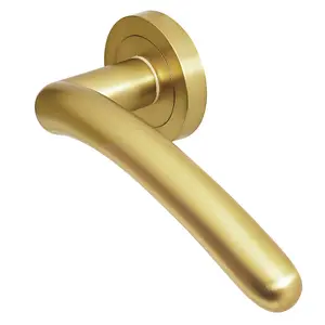 Z16 Curved Lever Rose Door Handle, Pair, Satin Brass - Handlestore