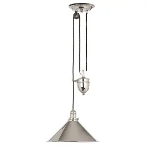 1 Bulb Ceiling Pendant Light Fitting Highly Polished Nickel LED E27 100W