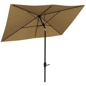 Outsunny 2 x 3(m) Garden Parasol Rectangular Market Umbrella w/ Crank Brown