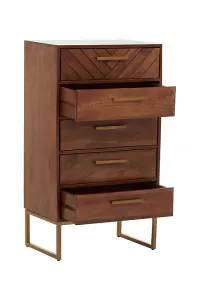 Gaya Chest - Metal/Wood - L40 x W60 x H110 cm - Gold/Natural