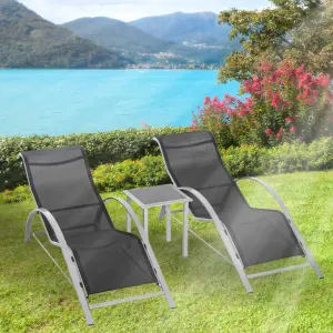 3pc Garden Sun Lounger Set with Table