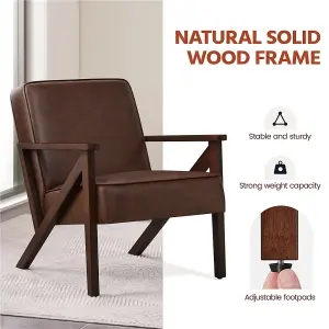 Yaheetech Dark Brown Extra-wide Faux Leather Armchair