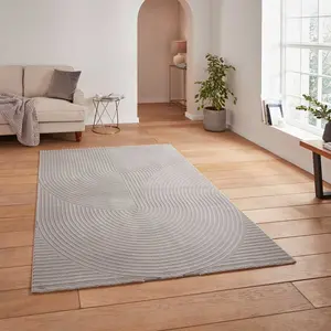 Grey Optical 3D Washable Modern Abstract Dining Room Bedroom & Living Room Rug-160cm X 230cm