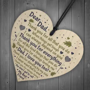 Red Ocean Dad Daddy Gift From Son Daughter Handmade Wooden Heart Sign Keepsake Gift For Birthday Fathers Day Gift For Him