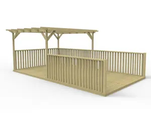 Rectangular pergola and decking kit with balustrade V.11, 2.4m x 3.6m