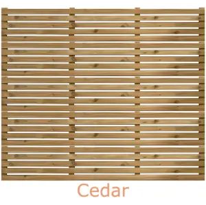 Cedar Slatted Fence Panels - Horizontal - 900mm Wide x 600mm High - 16mm Gaps