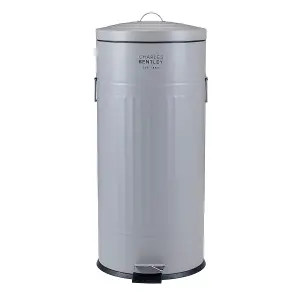 30L Retro Steel Waste Rubbish Kitchen Pedal Bin Light Grey