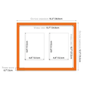 14x11 Inch 2 Opening Photo Collage Frame, Display Two 7x5 Inch Photos, Multi Aperture Family Picture Frame, Orange