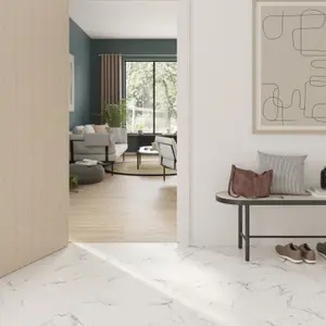 GoodHome Elegance White Marble Tile effect Laminate Flooring, 2.535m²