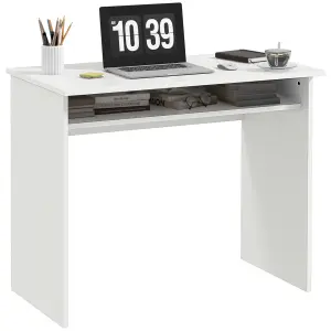 HOMCOM Computer Desk Writing Table Study Workstation Storage White Wood Grain