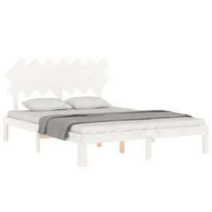 Berkfield Bed Frame with Headboard White 140x200 cm Solid Wood