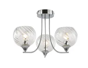 GoodHome Round Glass & metal Chrome 3 Lamp LED Ceiling light