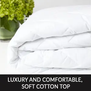 Double Elastic Quilted Fitted Mattress Protector, Mattress Cover Stretches up to 30cm Deep, Machine Washable Mattress Topper