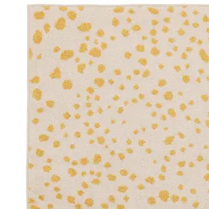 Yellow Dotted Modern Rug Easy to clean Dining Room-80cm X 150cm