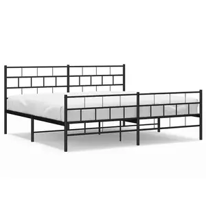 Berkfield Metal Bed Frame with Headboard and Footboard Black 183x213 cm