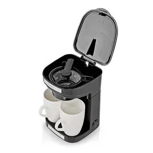 Dual Coffee Maker, Easy to Use Two Cup Machine with Reusable Filter, 250ml Capacity and 2 Ceramic Cups, 450W