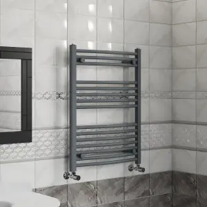 Right Radiators 800x600 mm Curved Heated Towel Rail Radiator Bathroom Ladder Warmer Anthracite