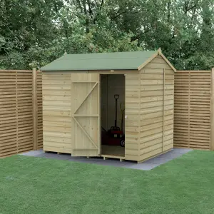 Forest Garden Beckwood Shiplap 8x6 ft Reverse apex Natural timber Wooden Pressure treated Shed with floor - Assembly service included