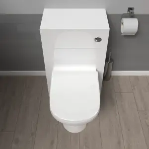 Nes Home 500mm WC Unit & Round Back To Wall Ceramic Toilet With Cistern