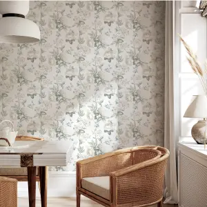 Keeka Floral Blue Cream Wallpaper