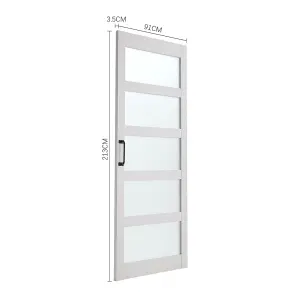 White Coated Sliding Internal Door Indoor Door Barn Door 91cm W x 213cm H and Sliding Kit Set