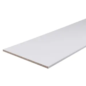 White Semi edged Furniture panel, (L)2.5m (W)200mm (T)16mm