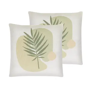 Set of 2 Cushions MICROSORUM 45 x 45 cm Plant Light Green