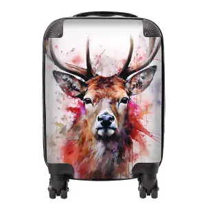 Watercolour Splashart Stag Face Suitcase - Mini Cabin