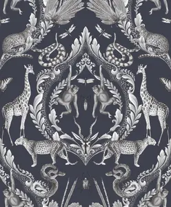 Galerie Bazaar Navy Menagerie Smooth Wallpaper