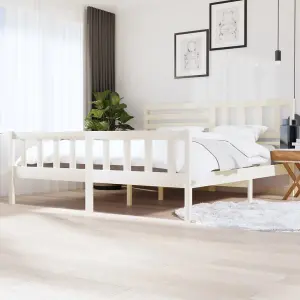 Berkfield Bed Frame White Solid Wood 200x200 cm