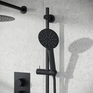 2-Way Overhead Rainfall Shower and Handset Complete Matte Black Wall Mounted Set