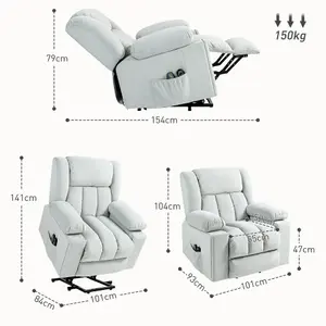 HOMCOM Power Lift Recliner Chair with Vibration Massage, USB, Light Grey