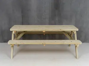 Fortem Rounded Pub Style Picnic Table Benches Set (5ft, Natural finish)