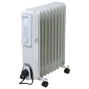 Right Radiators Oil Filled Radiator 9 Fin 2000W Electric Portable Heater 3 Settings Thermostat White