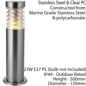 Outdoor IP44 Bollard Light Marine Grade Steel Lamp Post Garden Driveway Patio