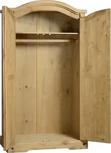 Corona 2 Door Wardrobe in Distressed Waxed Pine