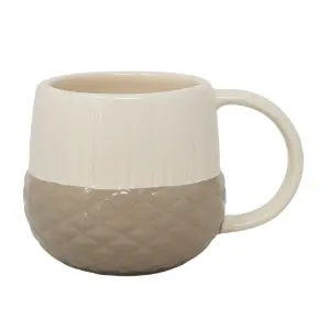 Ceramic Mug Embossed Acorn 360ml Cup Coffee Tea Hot Beverages Novelty Neutral