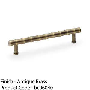 Bamboo T Bar Pull Handle - Antique Brass 128mm Centres SOLID BRASS Drawer Door