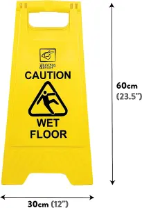 Pack of 2 Portable A Frame Wet Floor Sign with Caution Wet Floor Imprint - Bright Yellow