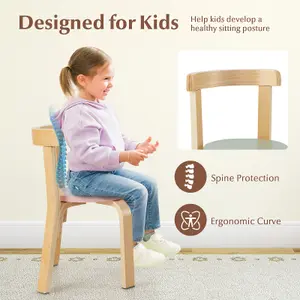 Costway 5-Piece Kids Table and Chair Set Children Wooden Activity Table 4 Curved Chairs