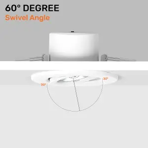 paul russells LED Downlight White Tilt Recessed Ceiling SpotLight  4.8W 480 Lumens, IP44, Colour Changeable CCT3 Pack of 10