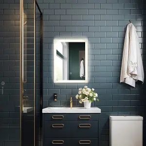 390x500mm LED Illunimated Bathroom Mirror Cool White with Touch Pad