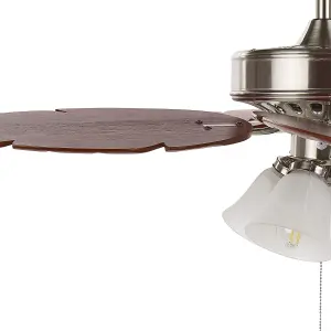 Ceiling Fan with Light Silver with Light Wood GILA