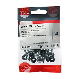 TIMCO Mirror Screws Dome Head Chrome - 8 x 1 1/4