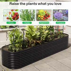 Anthracite Oval Metal Raised Bed Galvanized Raised Planter Box Outdoor Raised Garden Bed Kit 320cm W