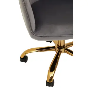 Interiors by Premier Brent Grey Velvet And Gold Base Home Office Chair